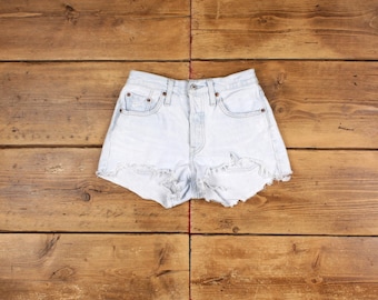 Vintage Levi's Denim Shorts 25 Levis 501 Raw Hem Big E Premium Jorts Womens