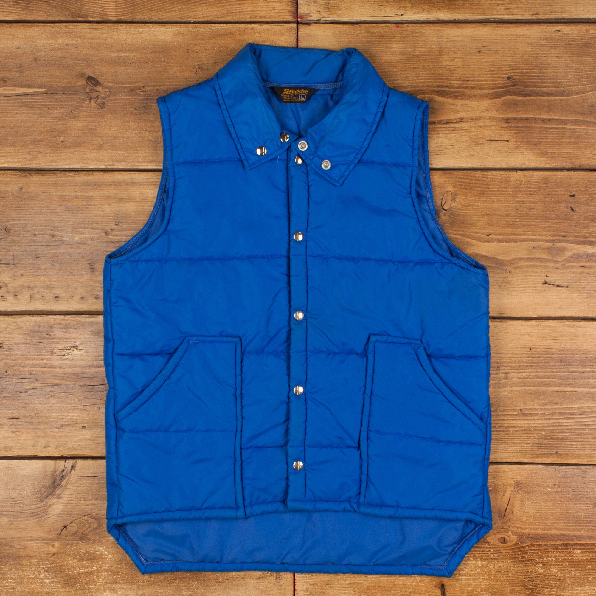 Vintage Swingster Padded Gilet L 70s Vest Blue Snap - Etsy UK