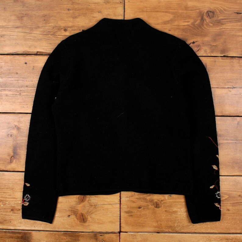 Vintage Pendleton Shacket Jacket M 90s Embroidered Floral Black Womens image 2