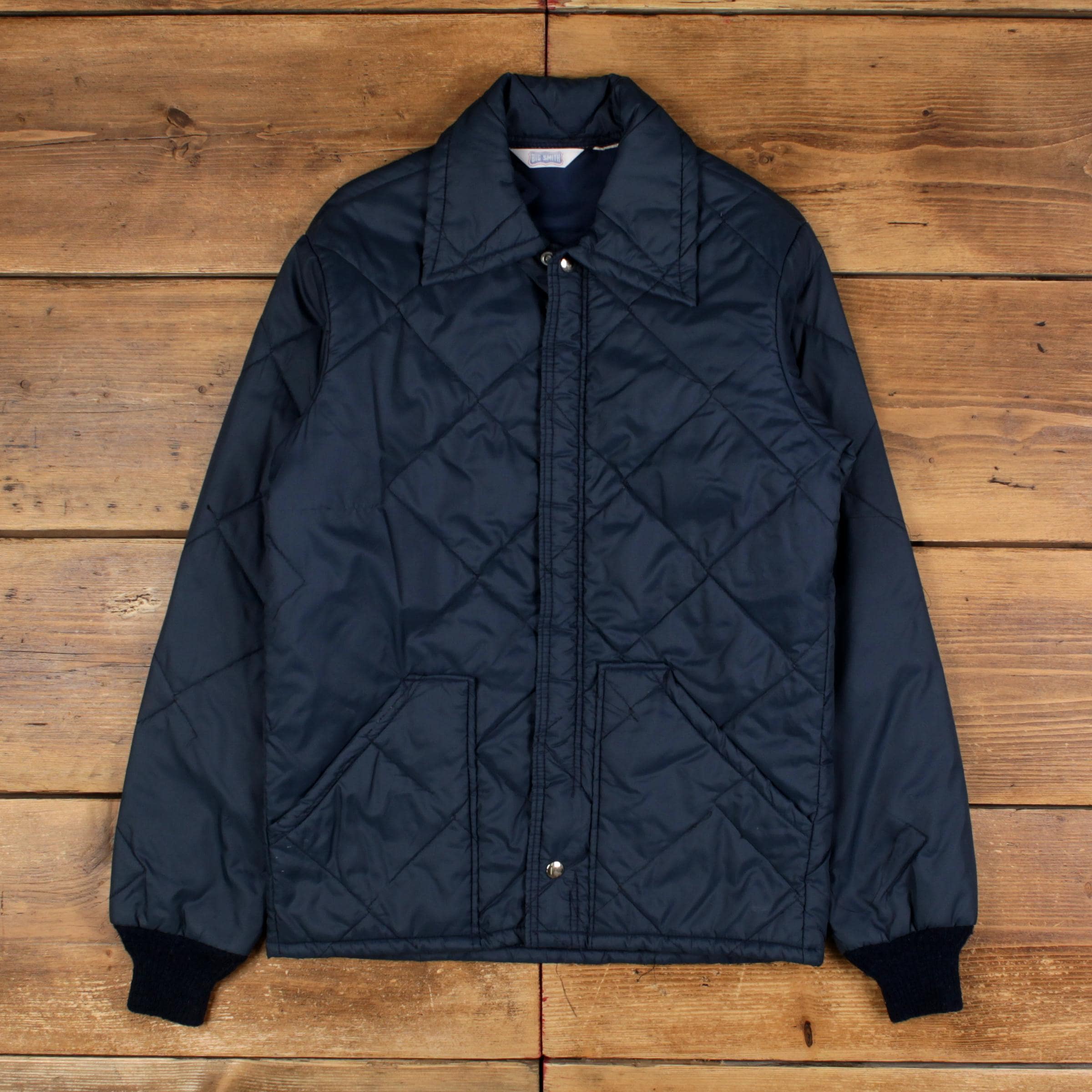 Vintage Big Smith Windbreaker Jacket S 80s Quilted USA Made Blue