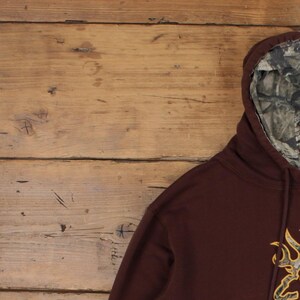 Browning Hoodie Sweatshirt M Mens Logo Spellout Realtree Camo Outdoor Brown image 4