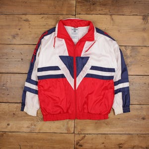 Vintage Hummel Windbreaker Jacket M 90s Stripe Geometric Red
