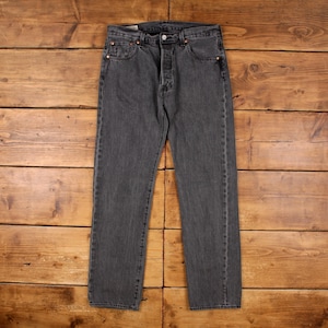 Levis 501 '93 Jeans 33x32 Gris Lavado a la Piedra Cierre de Botones Big E Rainbow Tab Denim