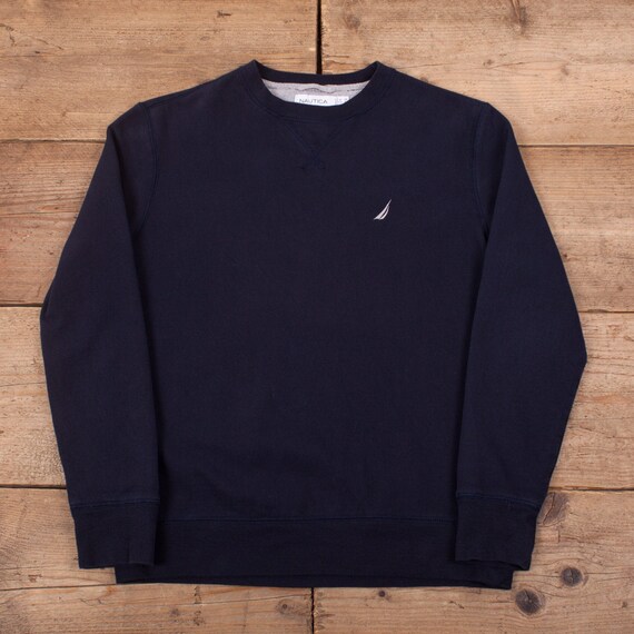 Mens Vintage Nautica Navy Blue Crew 