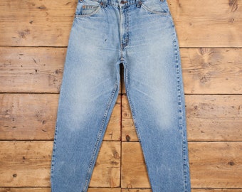 Vintage Levis 560 Jeans 31 x 29 90s Stonewash Tapered Blue Orange Tab Denim
