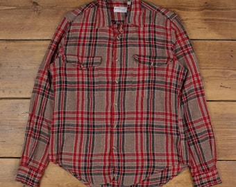 Camisa a cuadros vintage Gant con botones, talla S, años 80, cuello de lazo de Woolster, para hombre, a cuadros rojos