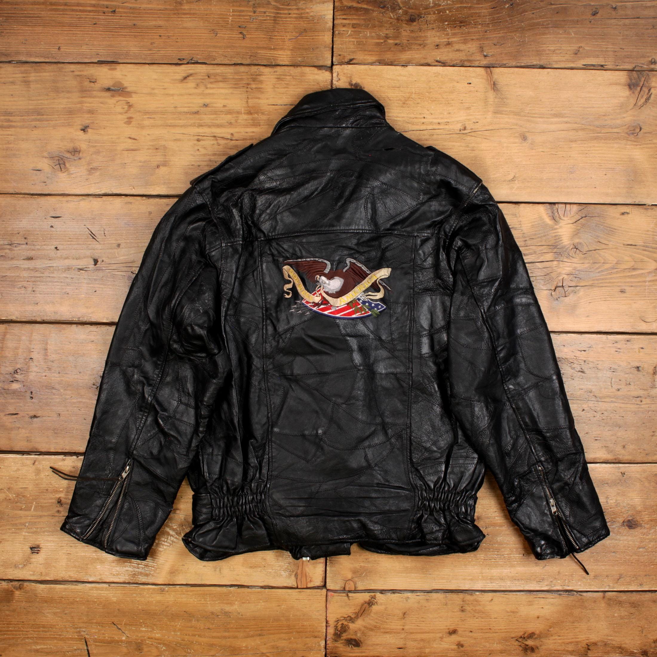 ヴィンテージレザージャケット M バイカー ブラック - Etsy 日本