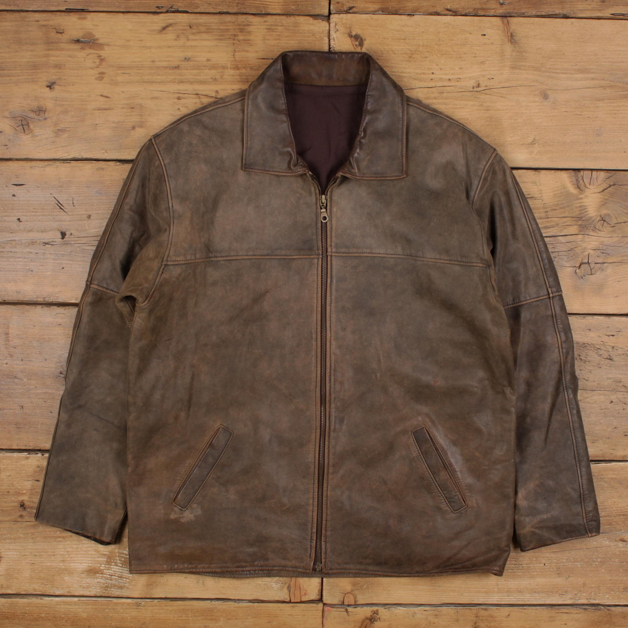 Vintage Leather Jacket L Dad Y2K Brown - Etsy Canada