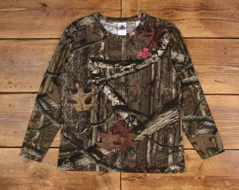 Vintage Realtree Camo T Shirt 2XL Mossy Oak Langarm Grün Tee