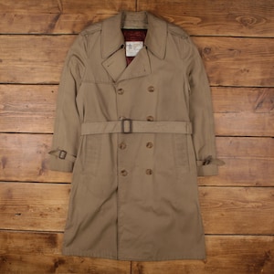 Vintage London Fog Trench Jacket M 80s Double Breasted Belted Beige