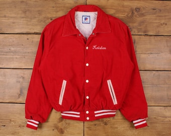 Vintage 1980s Rennoc Back Power Corduroy Bomber Jacket