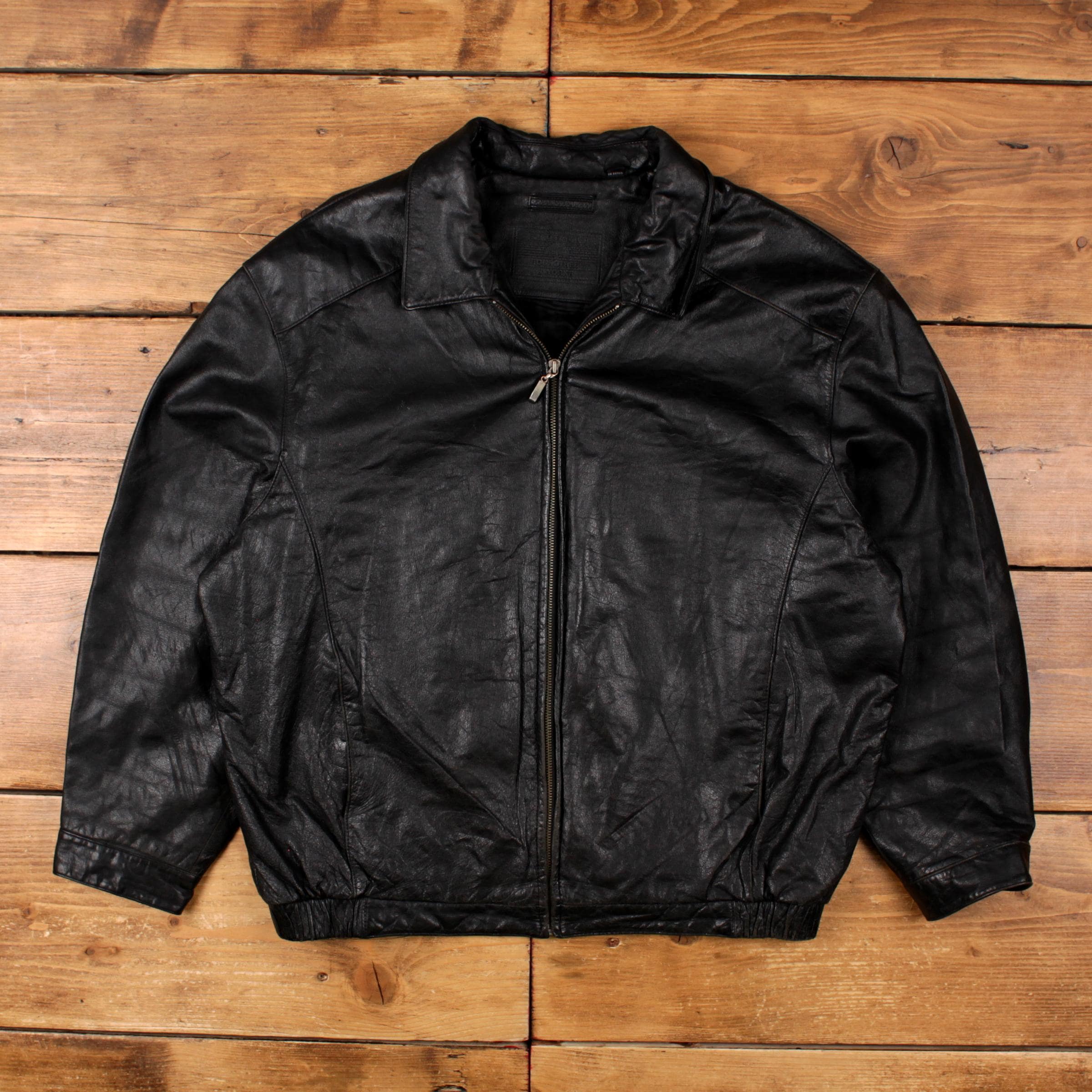 roundtree&yorke レザージャケット ブラック 黒 Roundtree & Yorke Big & Tall The 1988 Classic Black Leather Jacket