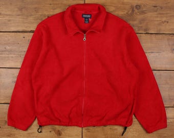 Vintage Lands End Outdoor Jacket XL Fleece Fleece Red