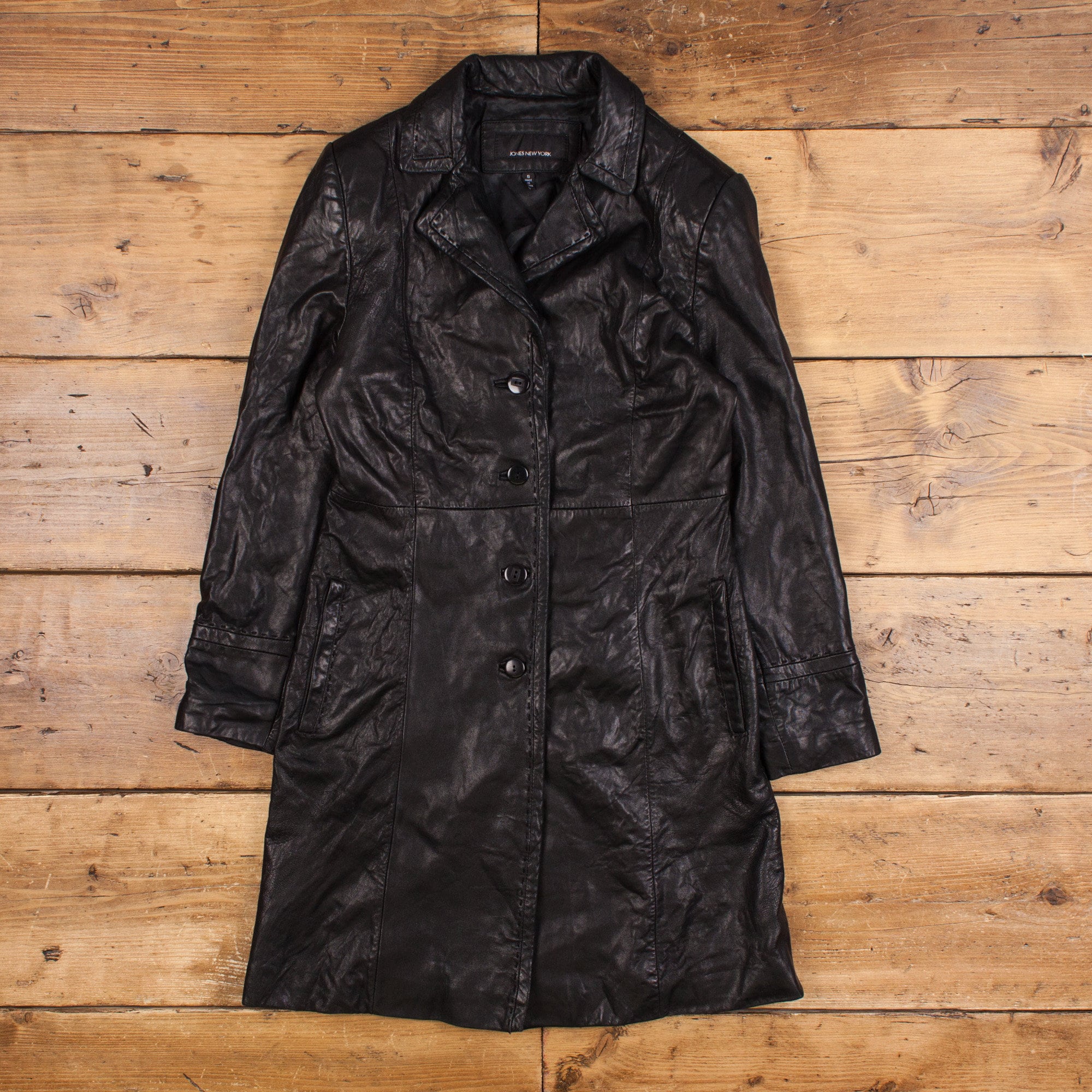 Vintage Jones New York Leather Jacket S 90s Stitching Trench Black Womens - Etsy Vintage Jones New York Leather Jacket S 90s Stitching Trench Black Womens - Etsy