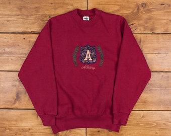 Vintage Fruit Of The Loom Graphic Sweatshirt L Slim 90s USA Made New York Red