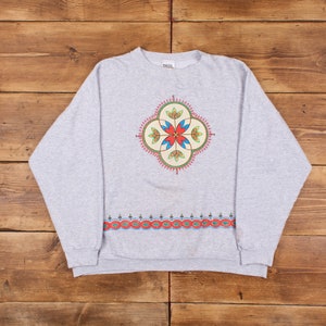 Vintage Tultex Graphic Sweatshirt 2XL Grey Roundneck Pullover Jumper