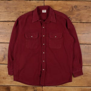Vintage Five Brother Casual Shirt Button L USA Made 90s Overshirt Mens Red