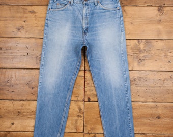 Vintage Levis 505 Jeans 36 x 30 90s Stonewash Straight Blue Orange Tab Denim