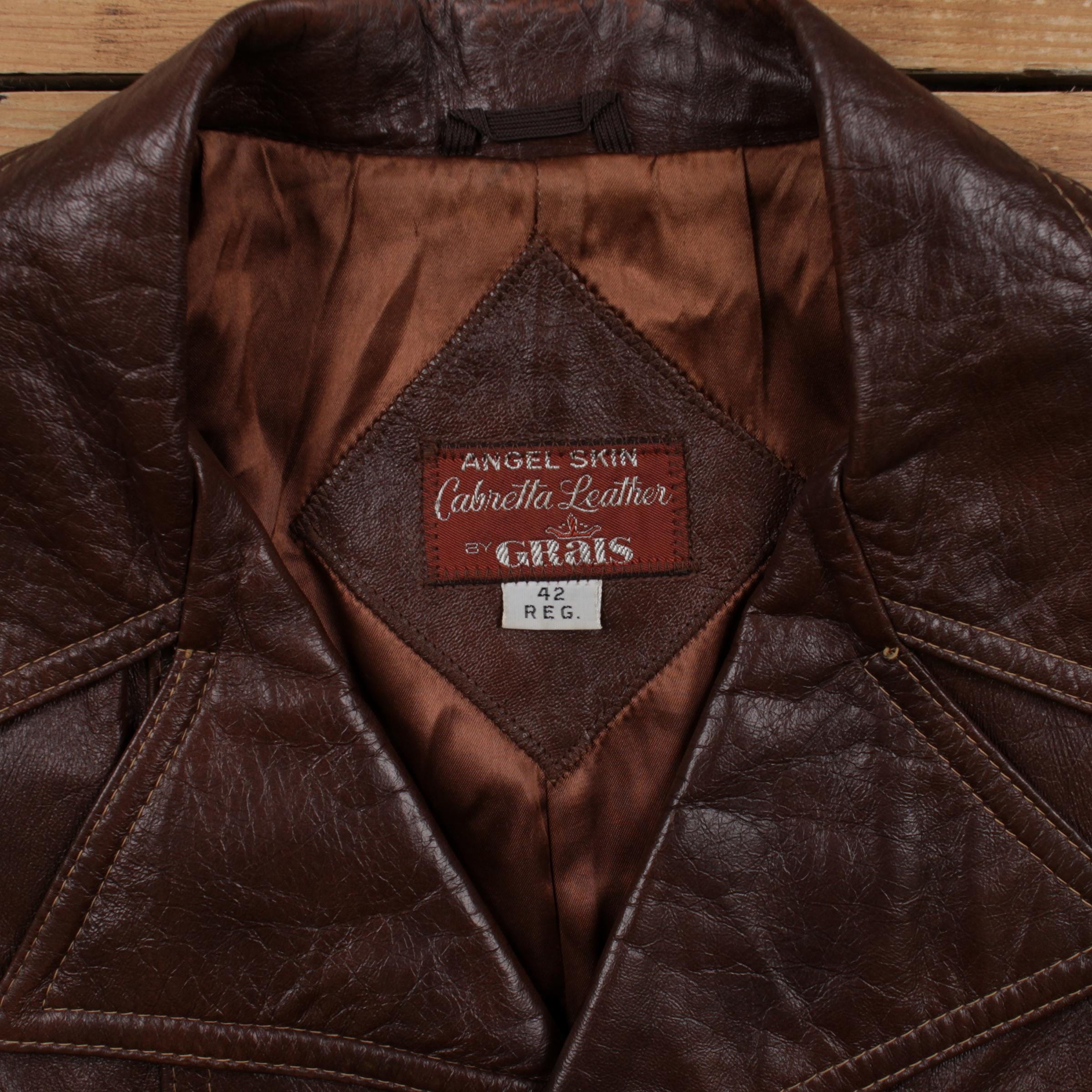 Vintage Grais Leather Jacket L 80s Angel Skin Cabretta Leather