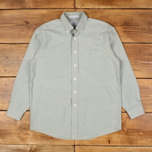 Vintage L.L. Bean Shirt M Mens Button Cotton Solid Wrinkle Resistant Sage Green