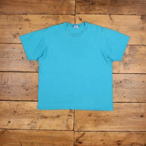 Vintage Fruit of the Loom Single Stitch T Shirt Leer Large 90er Jahre USA Made Blau