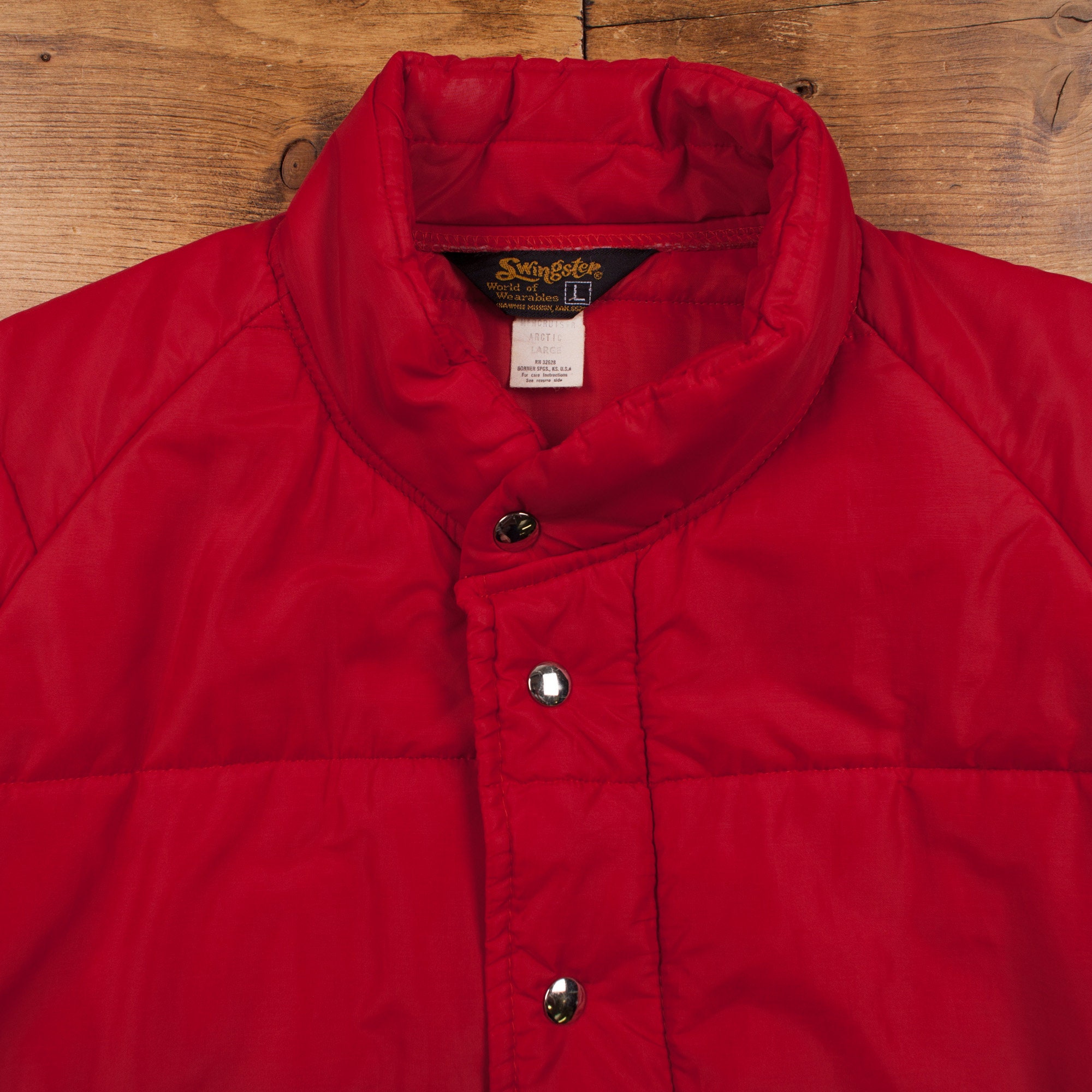 Vintage Swingster Workwear Jacket L 80s Puffer Arctic Red