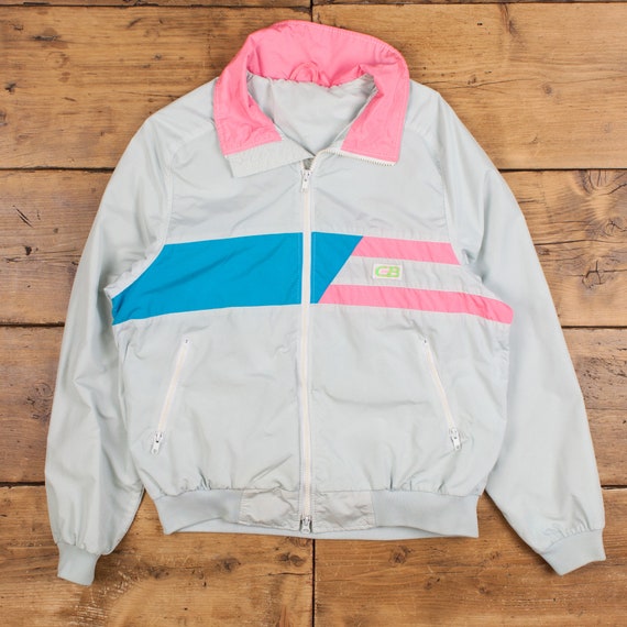 Vintage CB Sports Windbreaker Jacket M 80s Grey Womens Zip Vintage CB Sports Windbreaker Jacket M 80s Grey Womens Zip