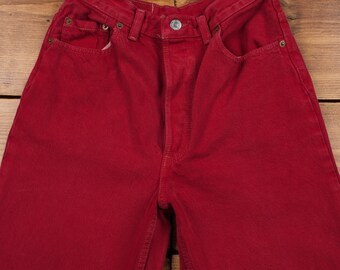 Vintage Levis 501 Jeans 26 x 30 Lavado medio Recto Rojo Mujeres