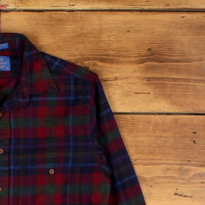 Lobo By Pendleton Flannel Shirt M Mens Cotton Wool Plaid Pocket Red USA Made image 5