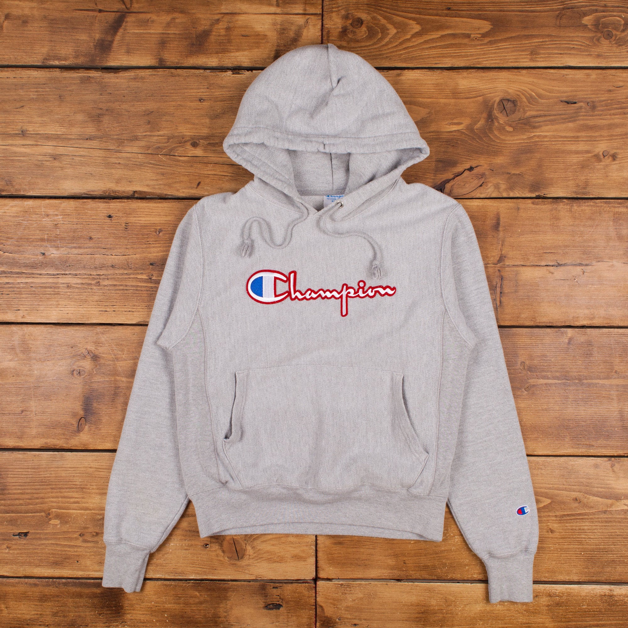 Grey champion script hoodie sale