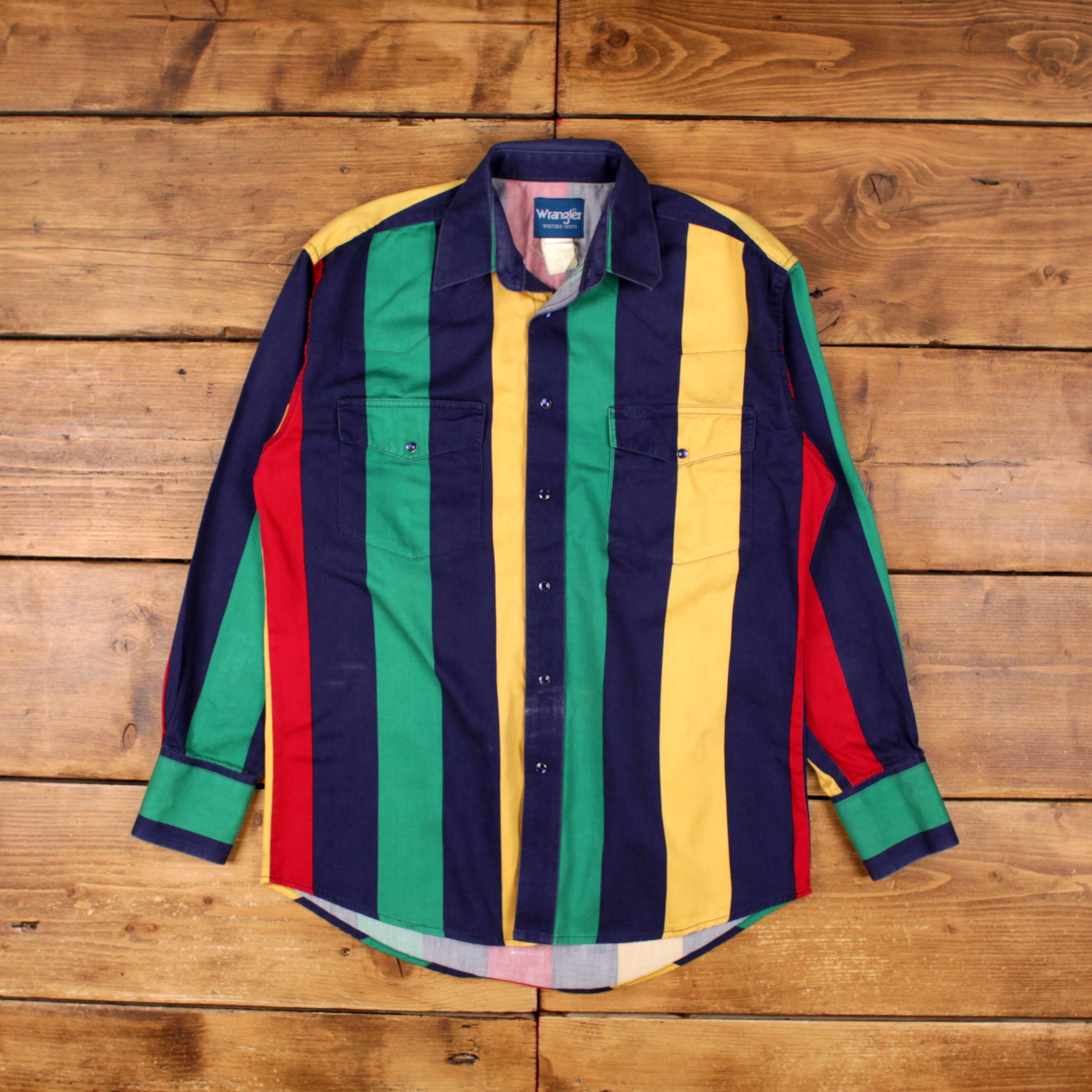 トップス 90's vintage Wrangler western shirts L Vintage Wrangler Western Shirt Snap L 90s Mens Long Sleeve Blue