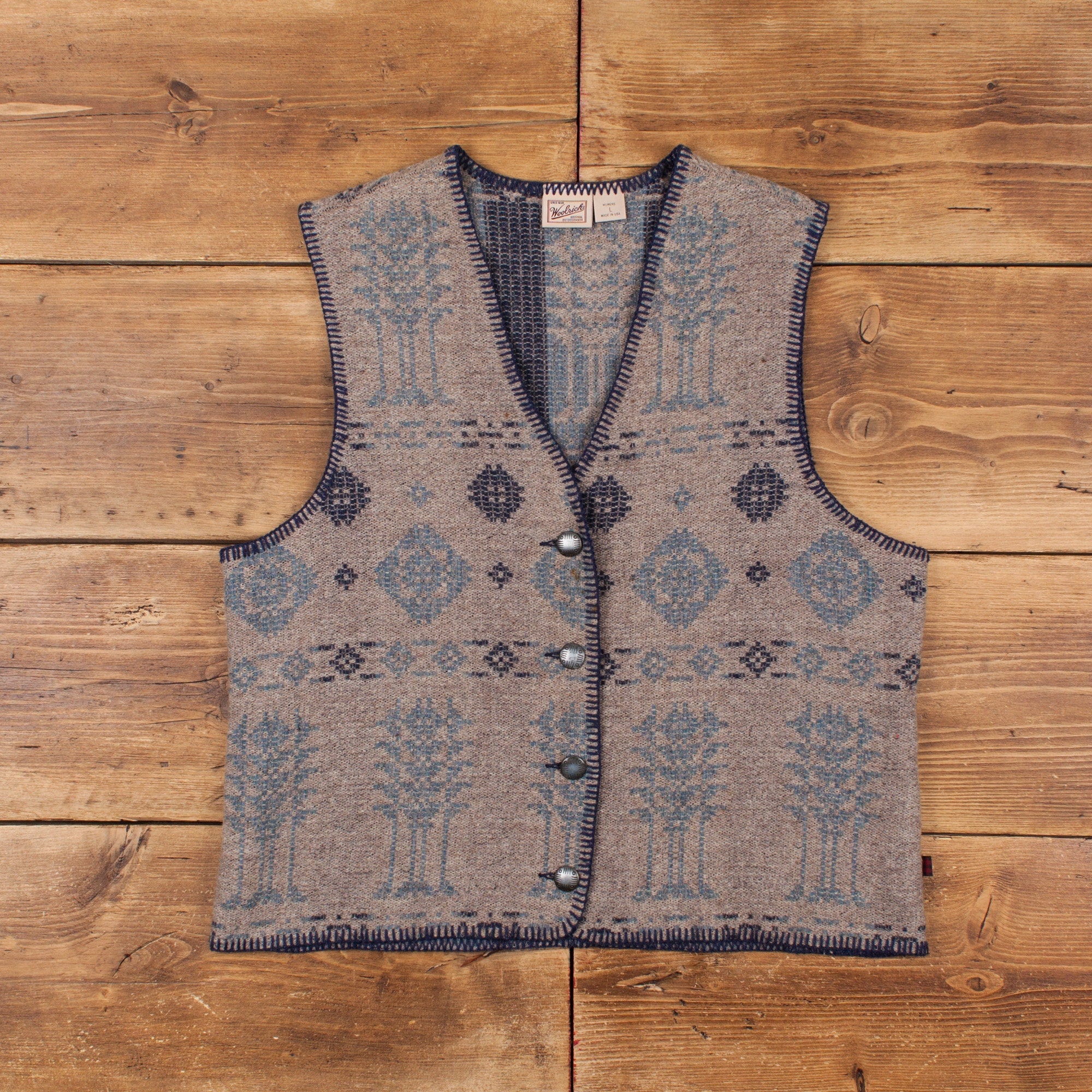 Woolrich 90s Vest Large USA Made Woven Repeat Pattern - Etsy