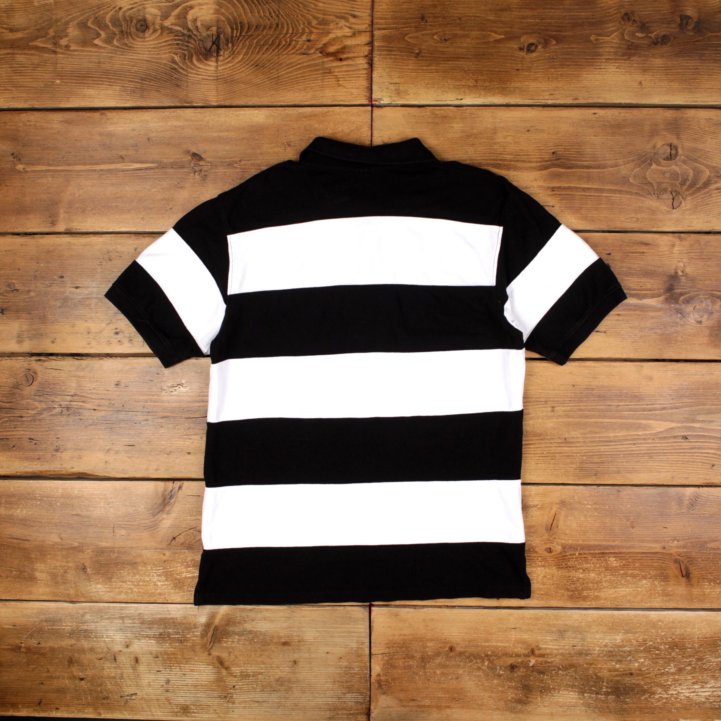 Southpole Polo Shirt 2XL Womens Y2K Black Striped Collared Button