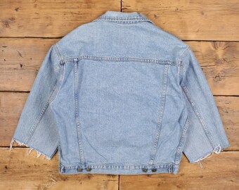Vintage Gap Denim Trucker Jacket L Mens 90s Blue Short Cropped