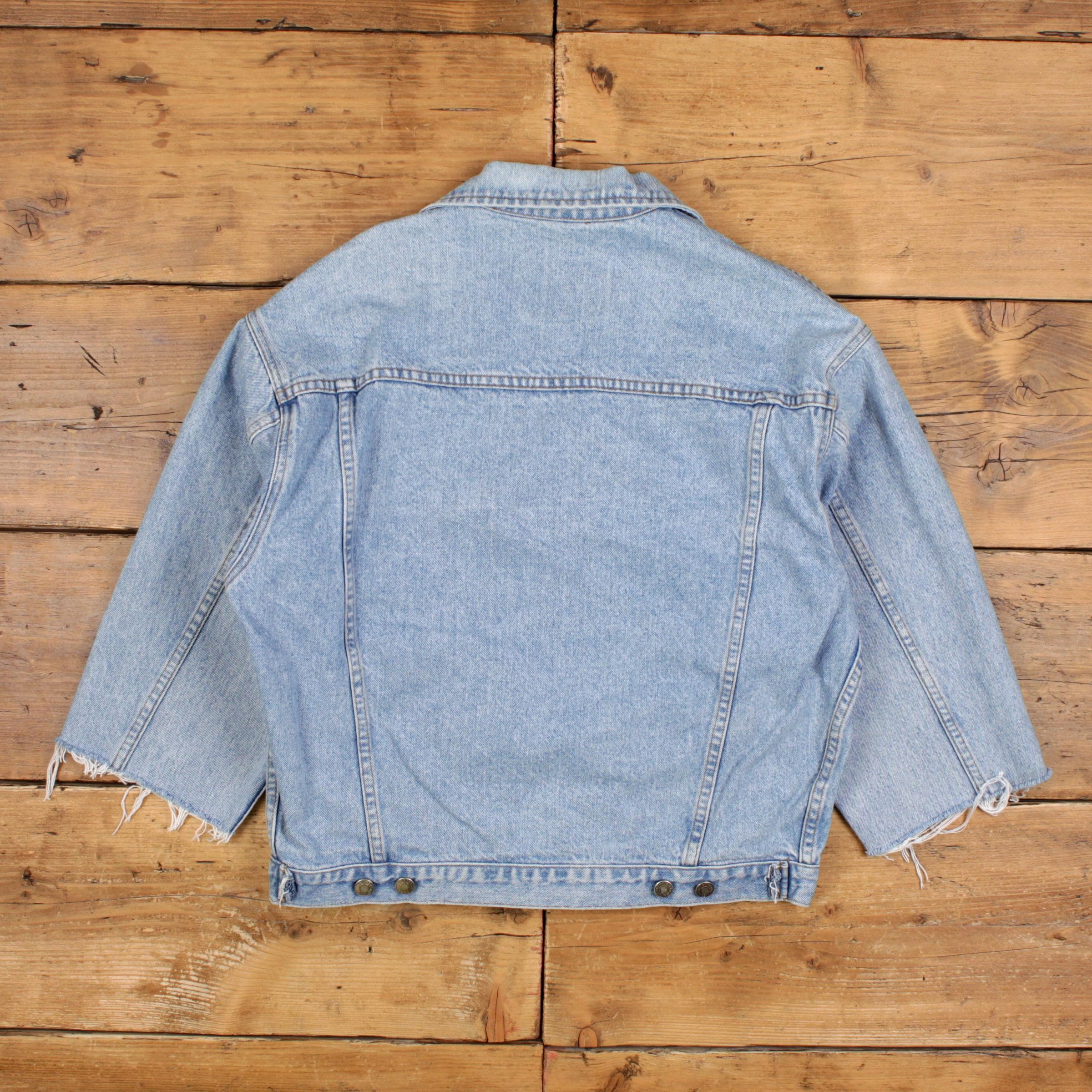 Vintage Gap Denim Trucker Jacket L Mens 90s Blue Short Cropped