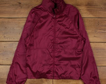 Vintage 90's Eddie Bauer Red 100% Nylon Zip up Jacket Size Small