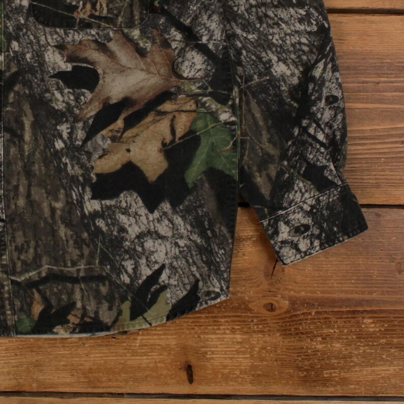 Vintage Mossy Oak Real Tree Shirt Button M Mens Long Sleeve Green Camouflage image 7