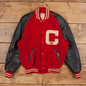 Vintage Kentucky Sporting Goods Varsity Jacket L 60s Bomber Patch Red Snap