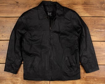 Vintage KC Collections Leather Jacket M 90s Black