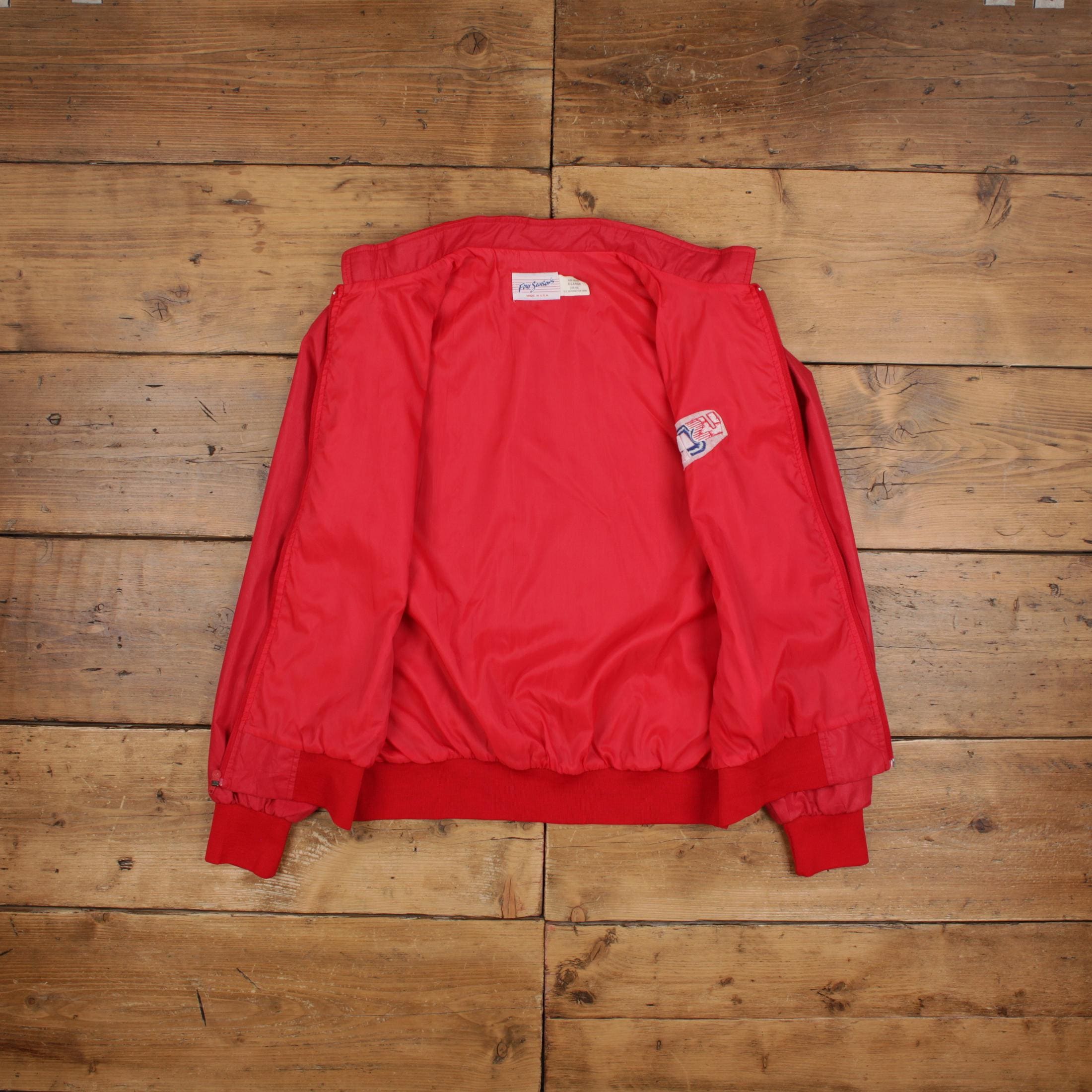 Vintage Four Seasons Bomber Jacket XL 90s Windbreaker USA Made Red