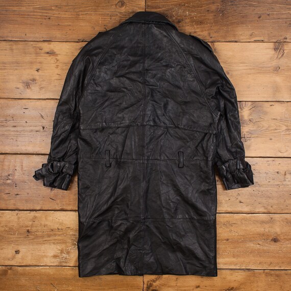 Vintage Clout Leather Jacket L 80s Longline Black Womens - Etsy