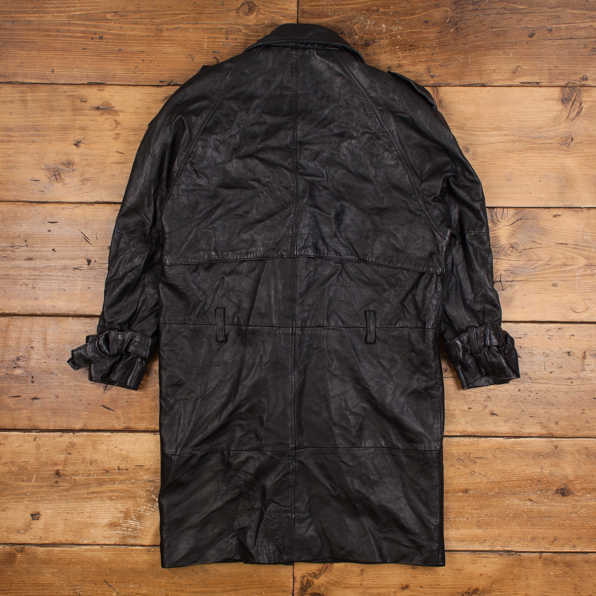 Vintage Clout Leather Jacket L 80s Longline Black Womens - Etsy