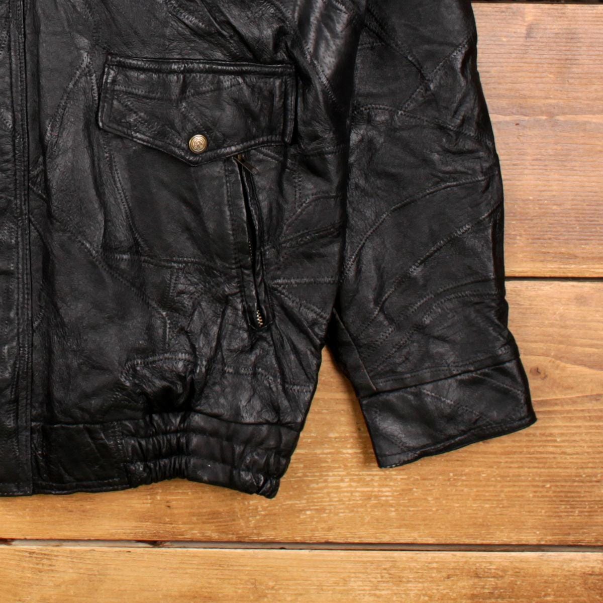 ジャケット・アウター 70's SUWANEE SPRINGS LETHER WORKS Jacket Vintage Leather Works Leather Jacket XL Patchwork Bomber Black