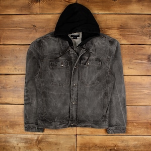 Vintage Calvin Klein Denim Jacket 2XL Trucker Hoodie Grey Womens