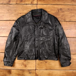 Vintage Leather Jacket XL 80s Black
