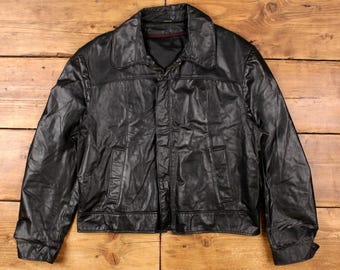 Vintage Lederjacke XL 80er Jahre Schwarz