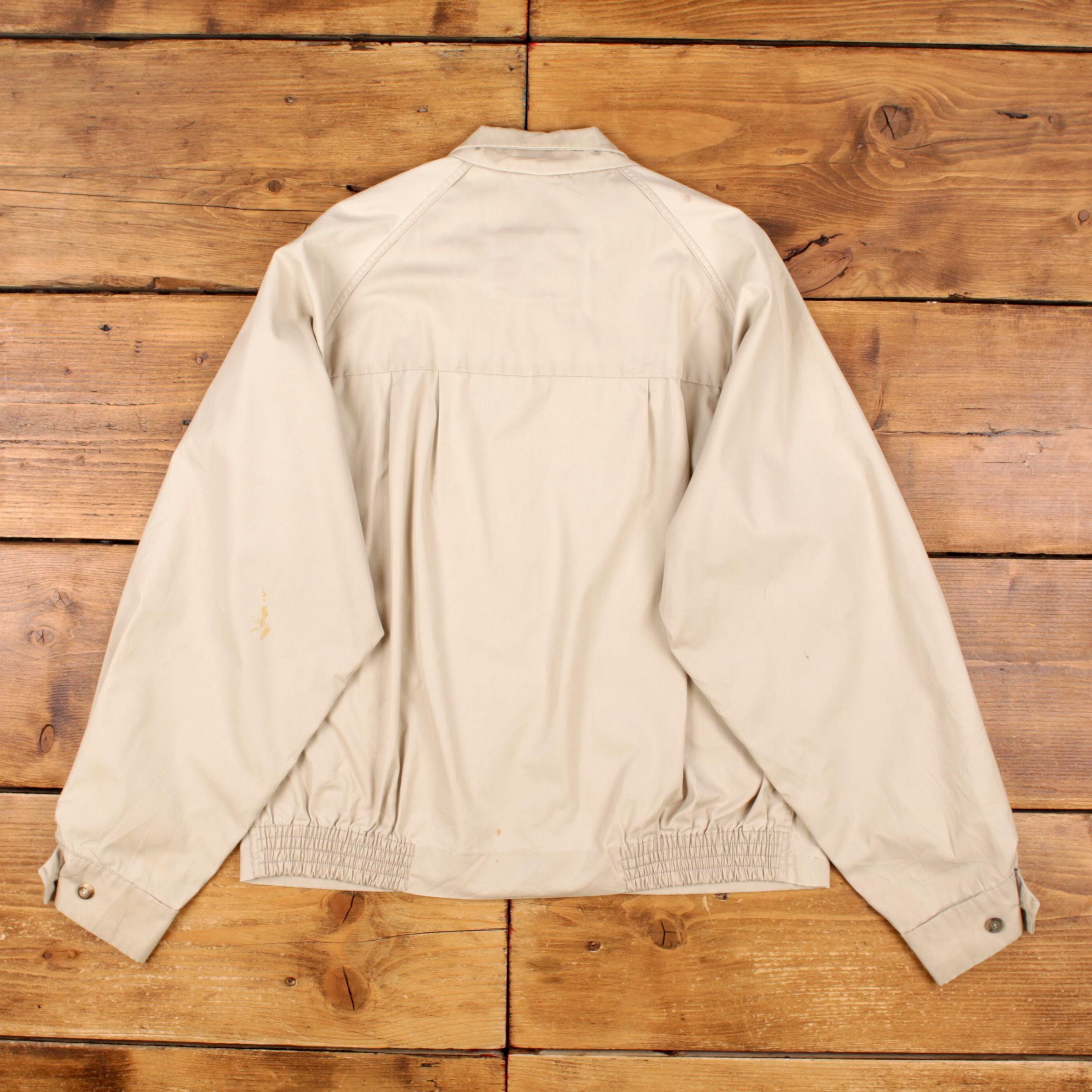 Vintage London Fog Windbreaker Jacket M 80s Bomber Talon Zip Beige 