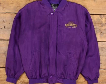 Vintage Logo Visions Bomber Jacket M 80s Silk Las Vegas Purple - Etsy
