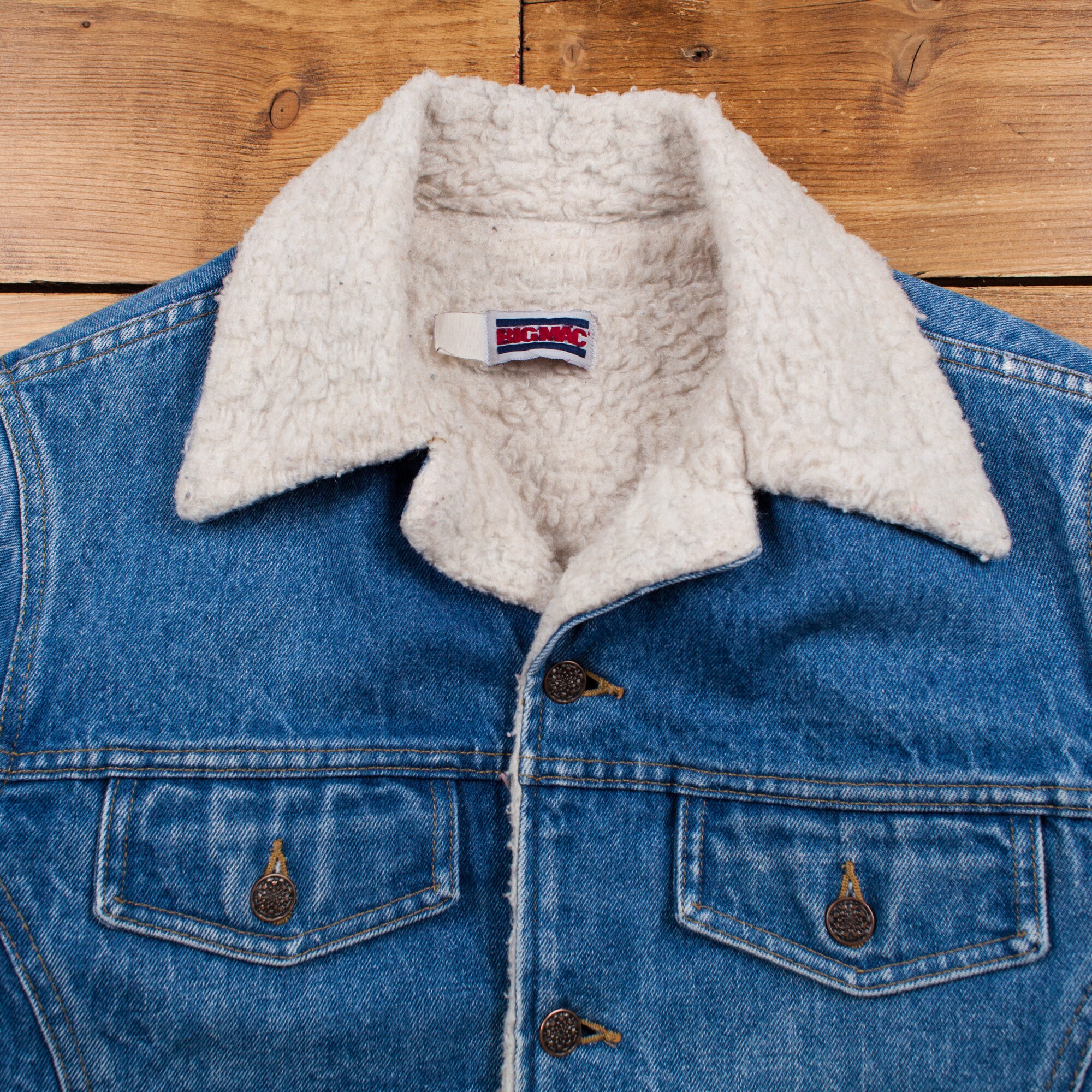 Vintage Big Mac Denim Jacket M 80s Sherpa Lined Stonewash