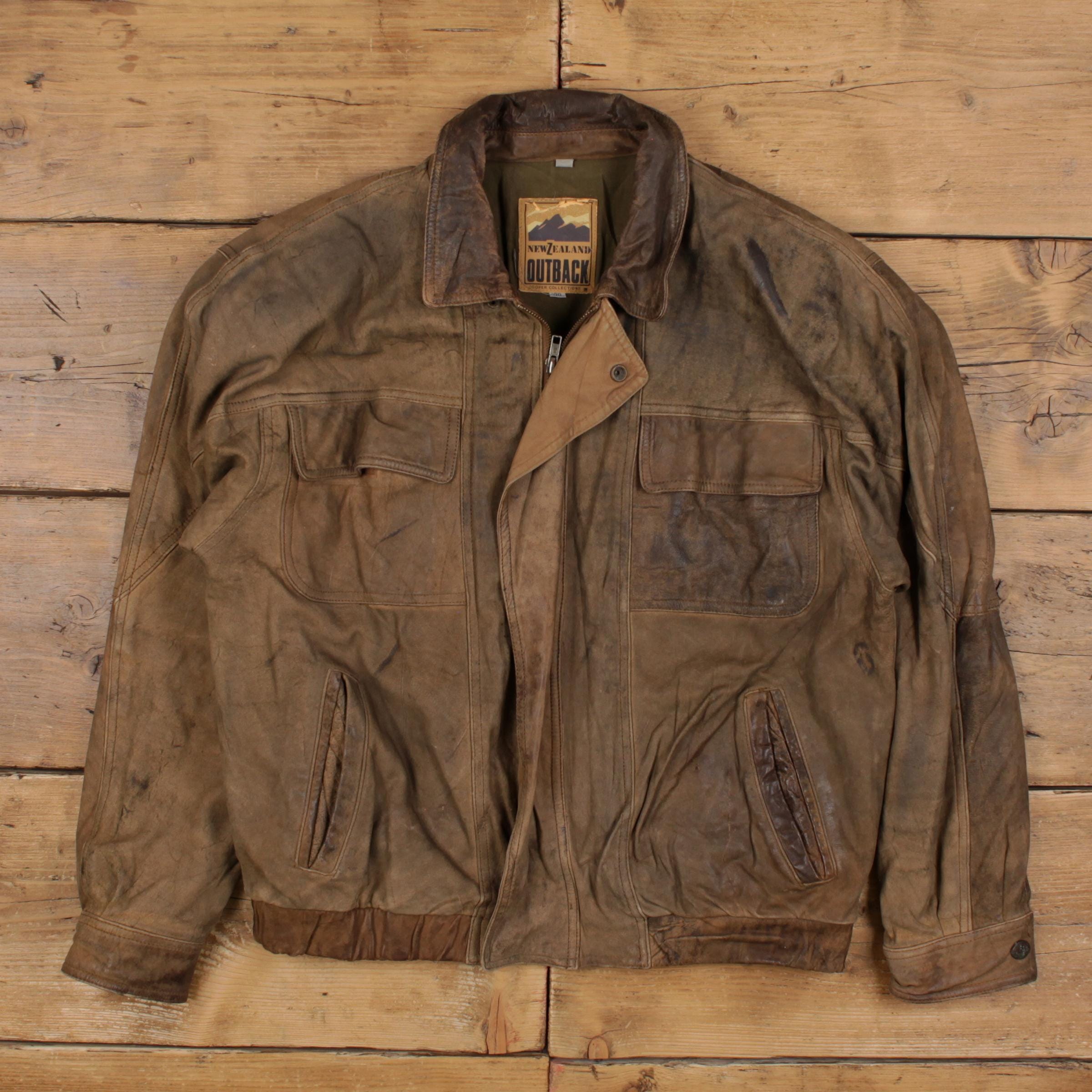Vintage New Zealand Outback Leather Jacket M Bomber Brown - Etsy